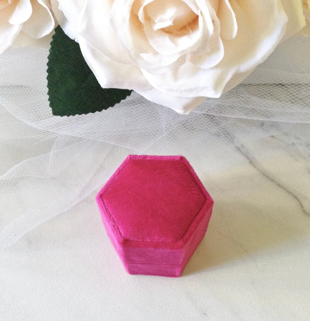 Wedding Accessories - Velvet Heirloom Hexagon Ring Box - More Colors Available