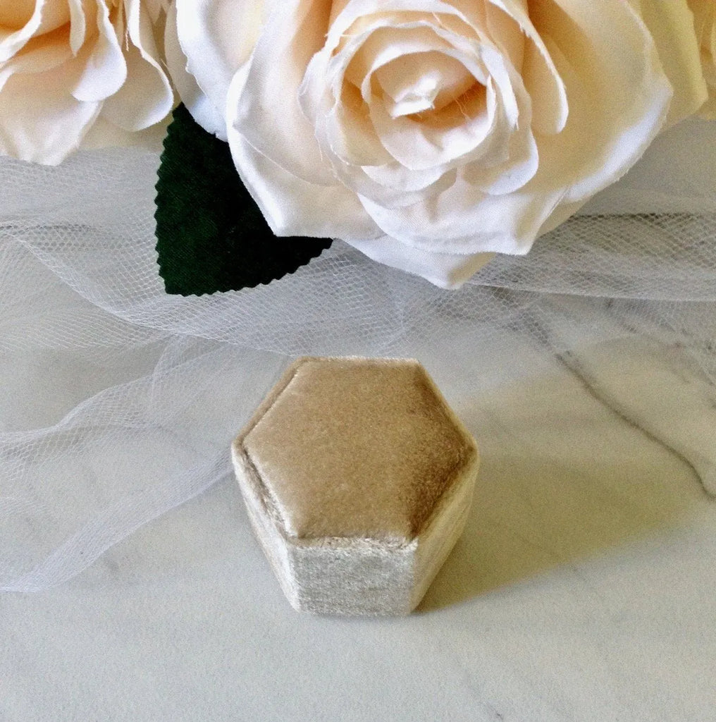 Wedding Accessories - Velvet Heirloom Hexagon Ring Box - More Colors Available