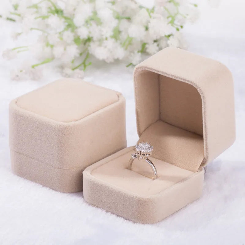 Wedding - Square Velvet Ring Boxes - More Colors Available