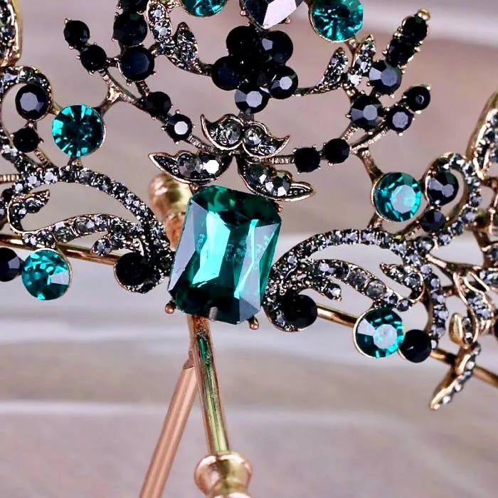 Wedding Hair Accessories - Victorian Gothic Green Bridal Tiara