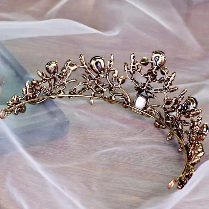 Wedding Hair Accessories - Victorian Gothic Green Bridal Tiara