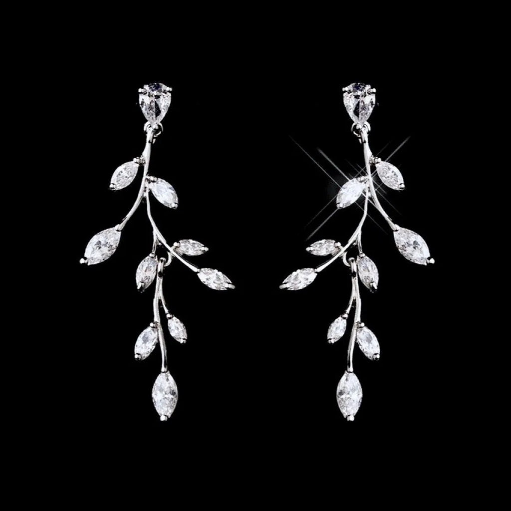 Wedding Jewelry - Cubic Zirconia Vine Bridal Jewelry Set - Available in Silver, Rose Gold and Yellow Gold
