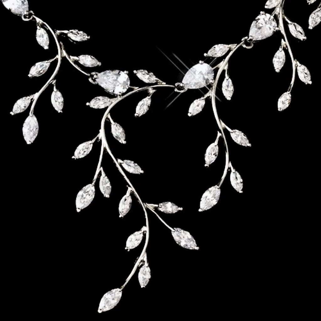 Wedding Jewelry - Cubic Zirconia Vine Bridal Jewelry Set - Available in Silver, Rose Gold and Yellow Gold