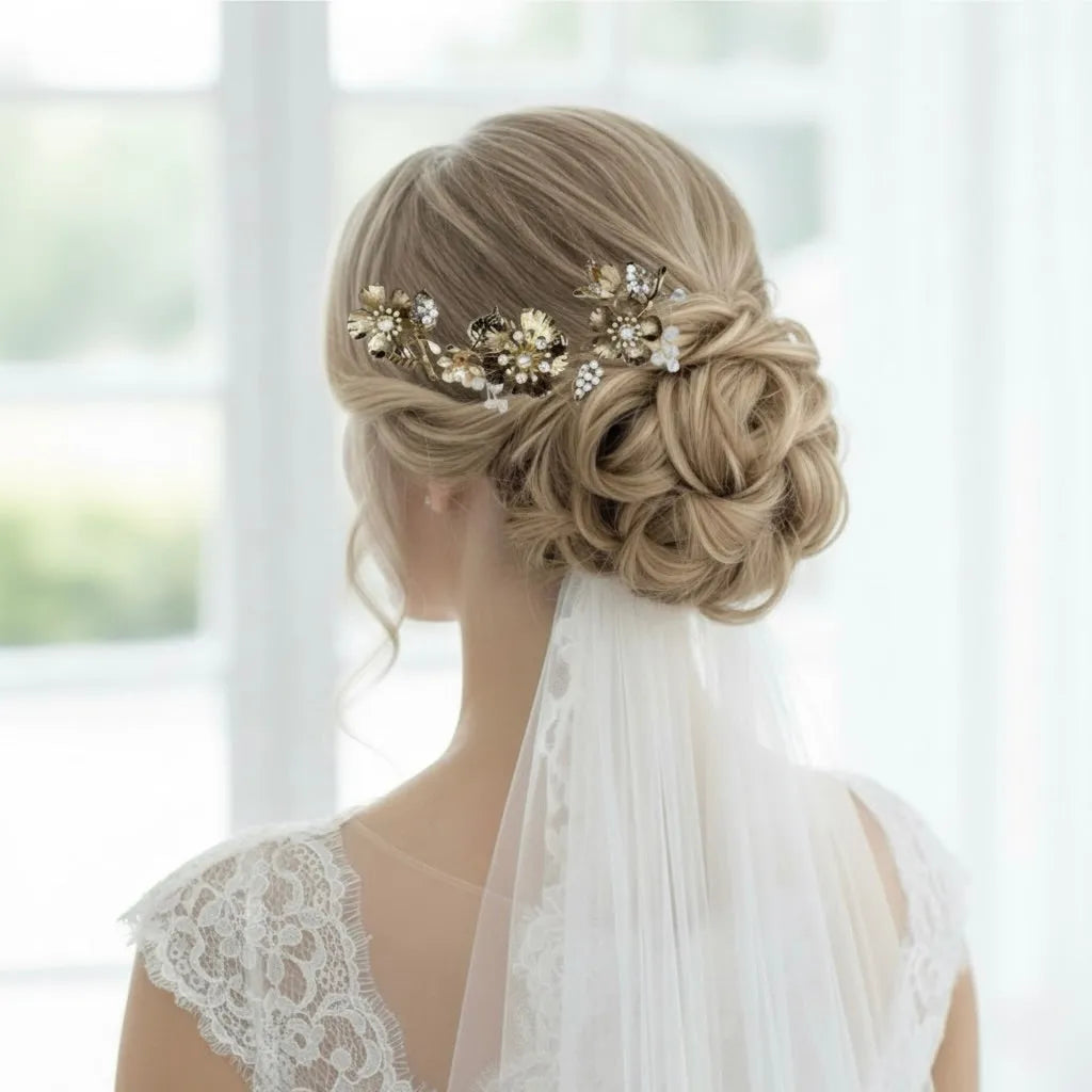 Wedding Pearl Jewelry - Vintage Gold Bridal Hair Comb / Vine
