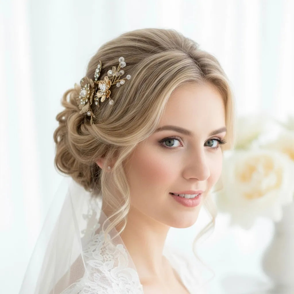 Wedding Pearl Jewelry - Vintage Gold Bridal Hair Comb / Vine
