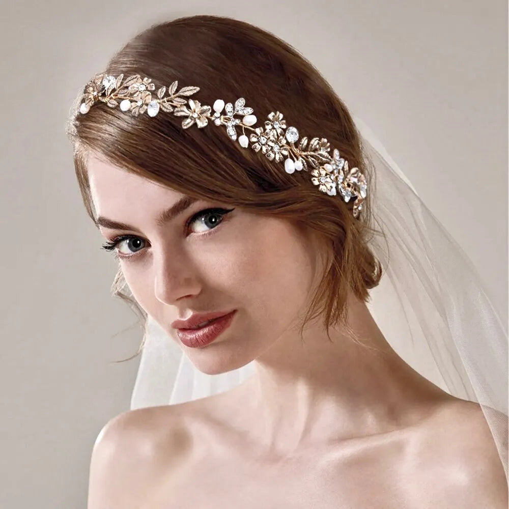 Wedding Pearl Jewelry - Vintage Pearl and Rhinestone Bridal Headband