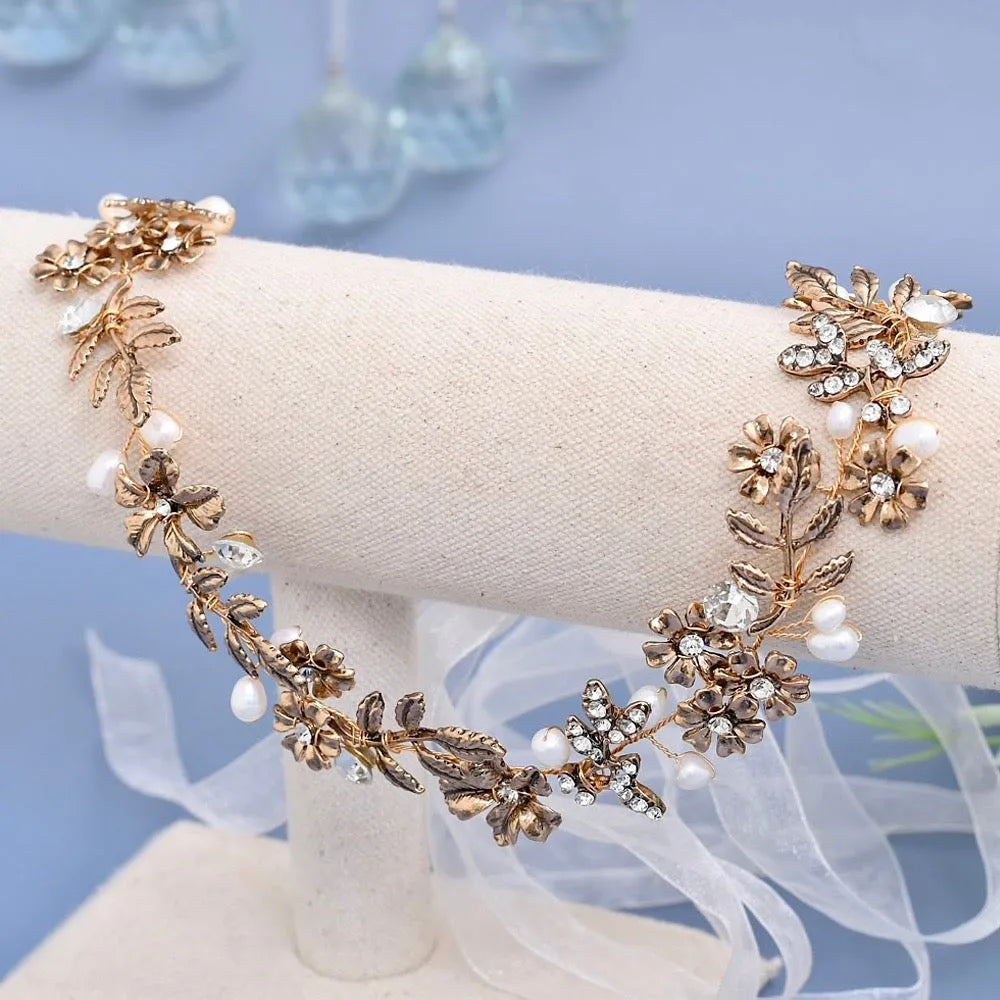 Wedding Pearl Jewelry - Vintage Pearl and Rhinestone Bridal Headband