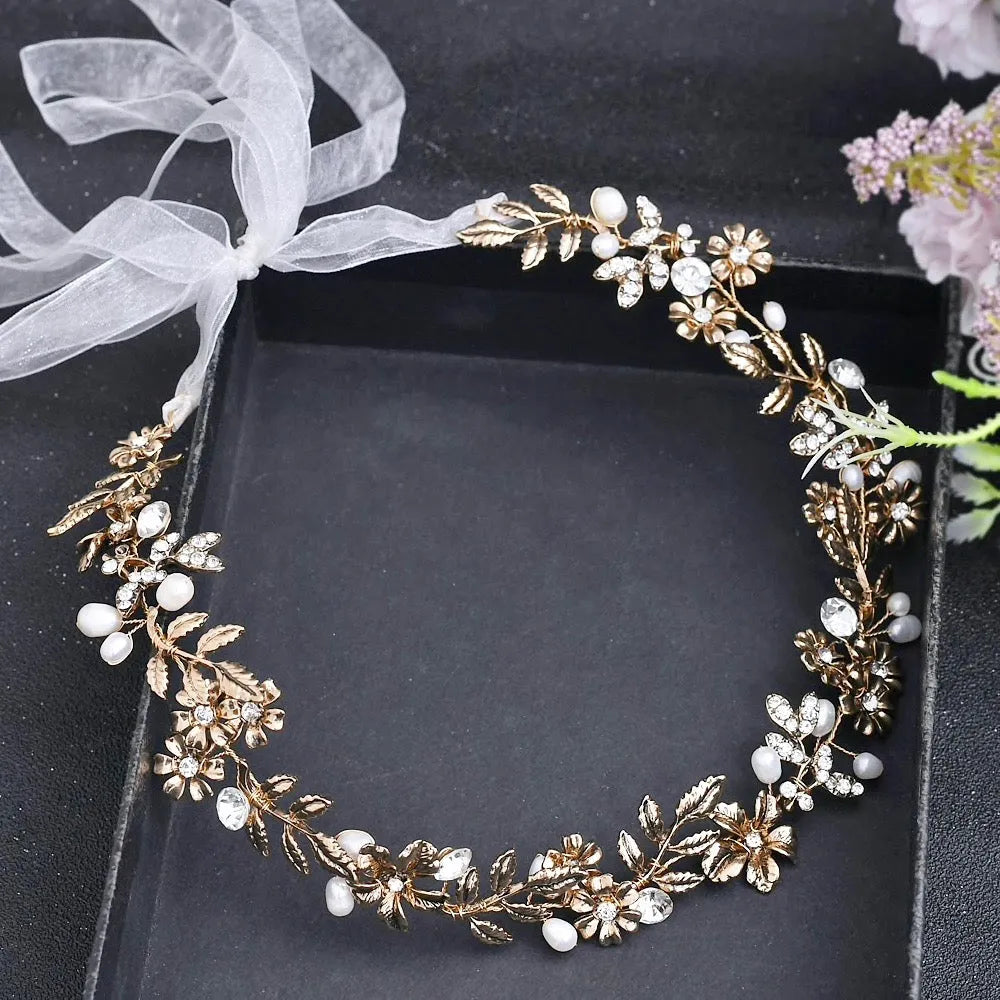 Wedding Pearl Jewelry - Vintage Pearl and Rhinestone Bridal Headband