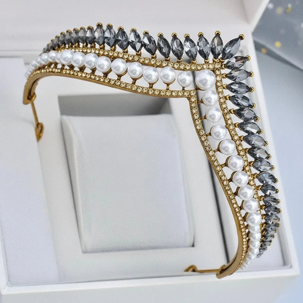 Pearl & Crystal Bridal Tiara | Elegant Alternative Wedding Crown