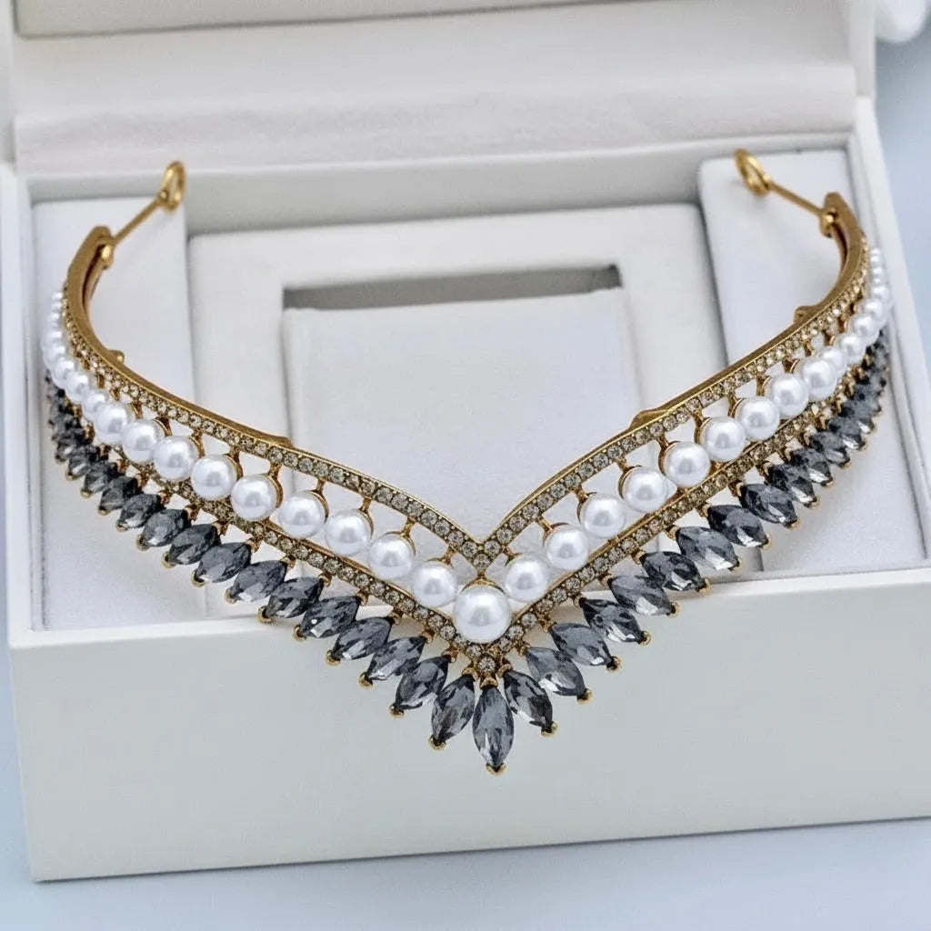 Pearl & Crystal Bridal Tiara | Elegant Alternative Wedding Crown
