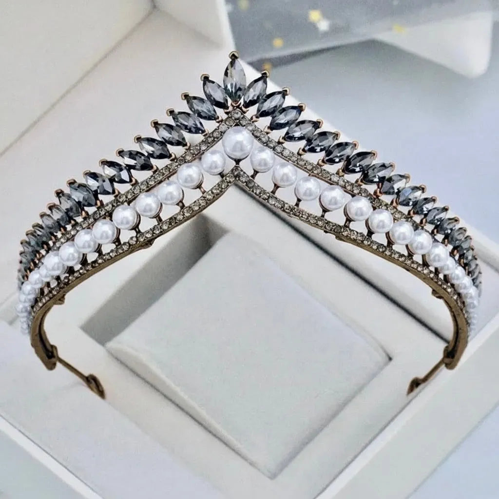 Pearl & Crystal Bridal Tiara | Elegant Alternative Wedding Crown