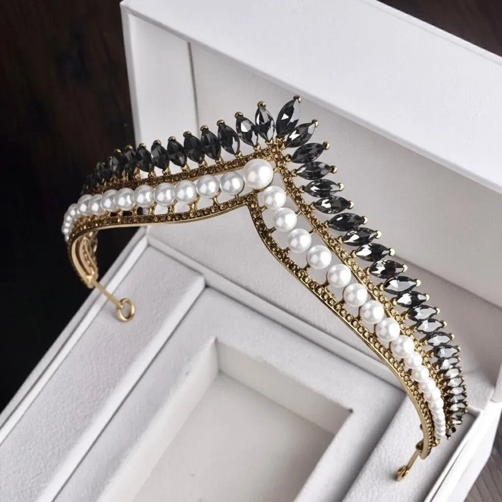 Pearl & Crystal Bridal Tiara | Elegant Alternative Wedding Crown