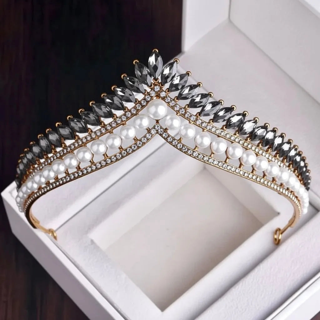 Pearl & Crystal Bridal Tiara | Elegant Alternative Wedding Crown