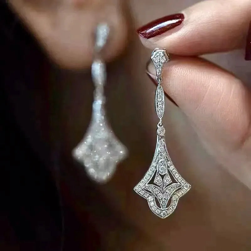 Wedding Jewelry - Vintage Style CZ Bridal Earrings 