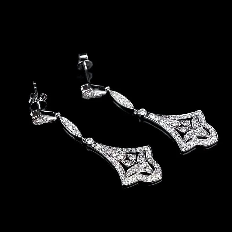 Wedding Jewelry - Vintage Style CZ Bridal Earrings 