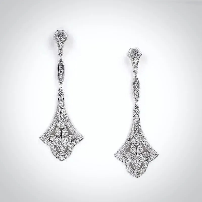 Wedding Jewelry - Vintage Style CZ Bridal Earrings 