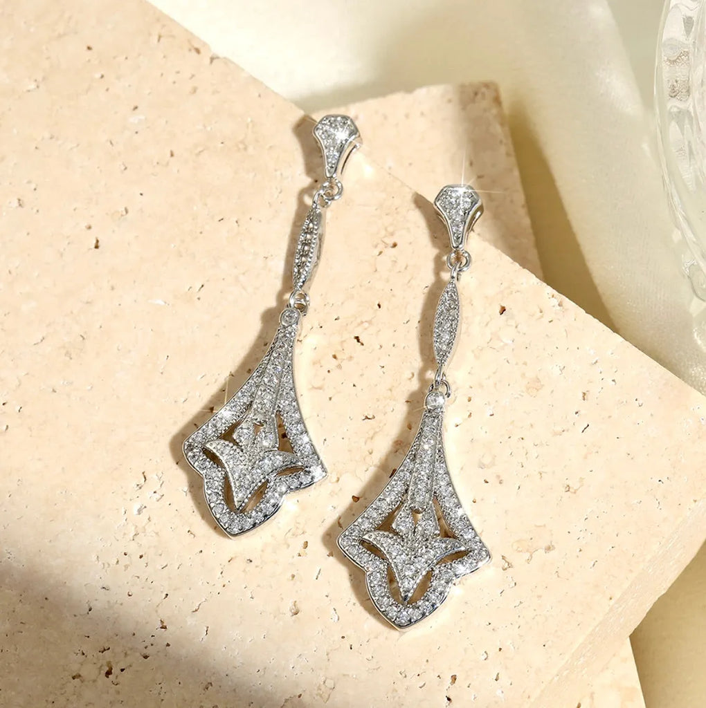 Wedding Jewelry - Vintage Style CZ Bridal Earrings 