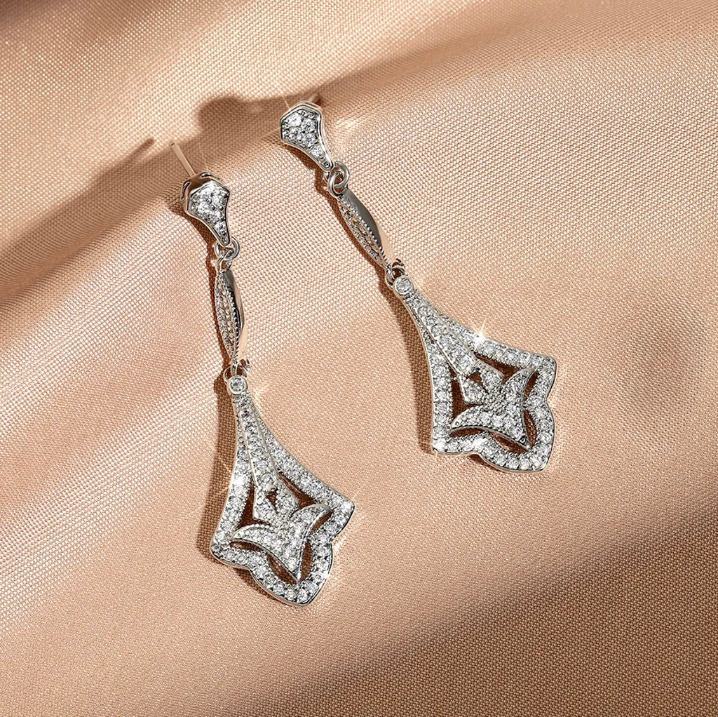 Wedding Jewelry - Vintage Style CZ Bridal Earrings 