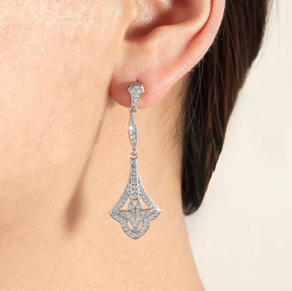 Wedding Jewelry - Vintage Style CZ Bridal Earrings 