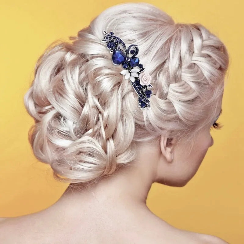 Wedding Hair Accessories - Blue Crystal Bridal / Bridesmaids Hair Clips