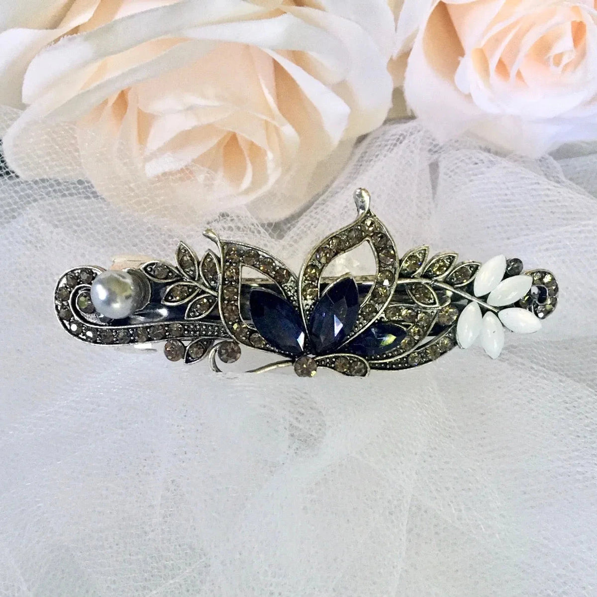 Wedding Hair Accessories - Blue Crystal Bridal Clip - 'Cyane