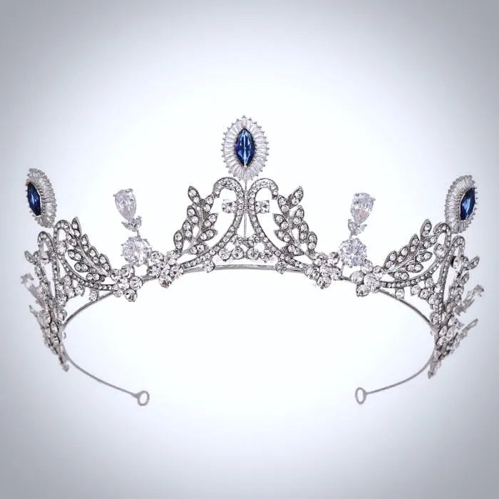Wedding Hair Accessories - Blue Cubic Zirconia Bridal Tiara