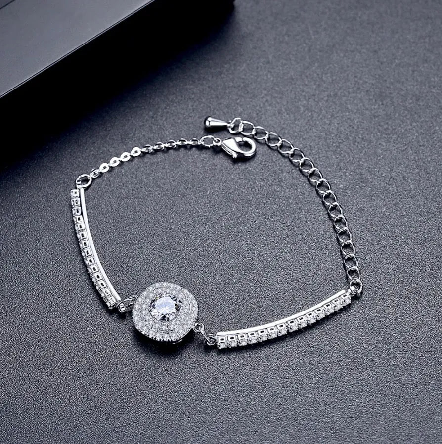 Wedding Jewelry - Silver Cubic Zirconia Bridal Three-Piece Jewelry Set