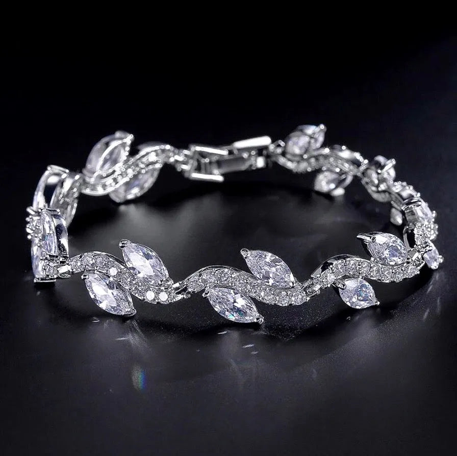 Wedding Jewelry - Cubic Zirconia Bridal Bracelet - Available in Silver, Rose Gold and Yellow Gold