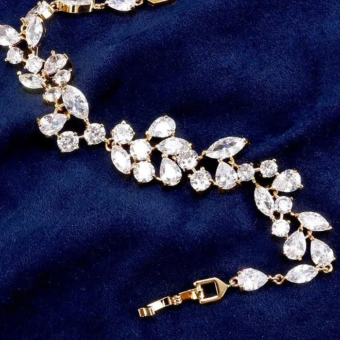 Wedding Jewelry - Cubic Zirconia Bridal Bracelet - Available in Silver, Rose Gold and Yellow Gold