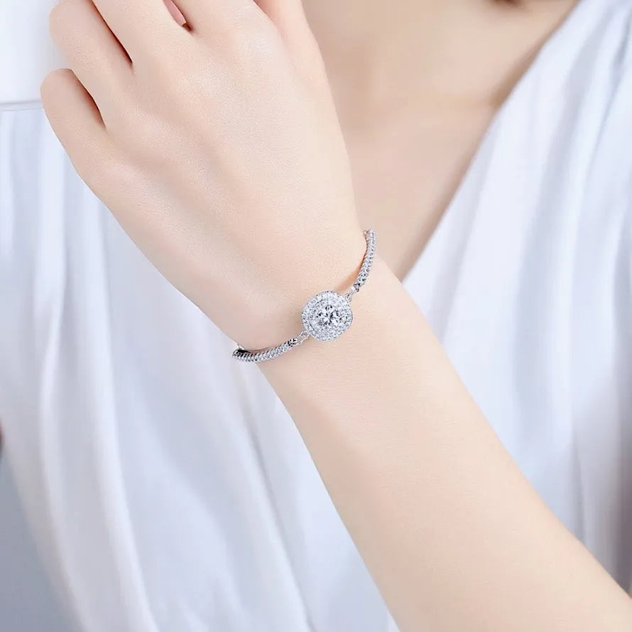 Wedding Jewelry - Silver Cubic Zirconia Bridal Three-Piece Jewelry Set