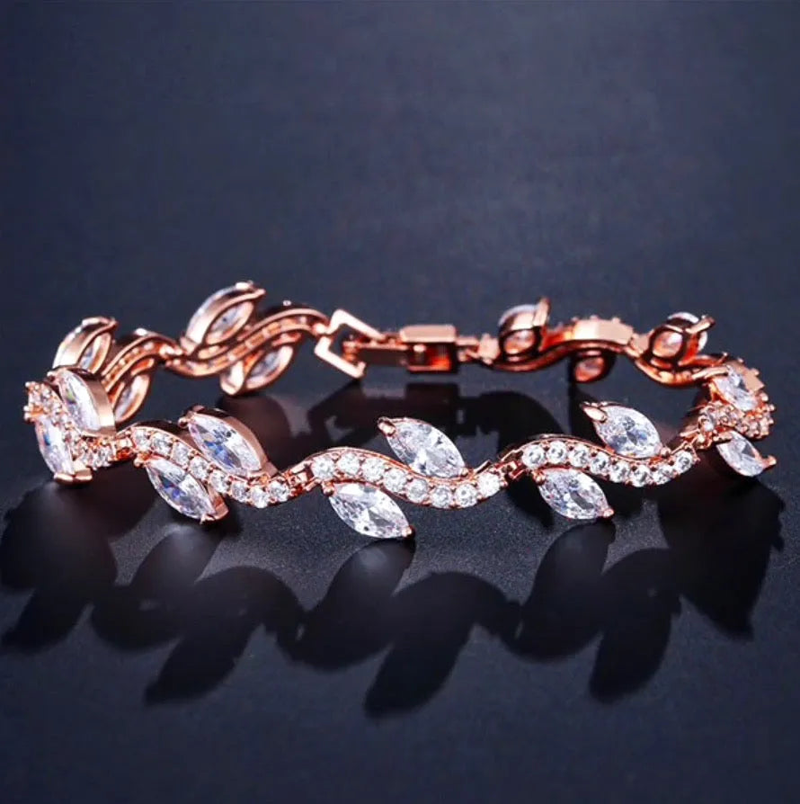 Wedding Jewelry - Cubic Zirconia Bridal Bracelet - Available in Silver, Rose Gold and Yellow Gold