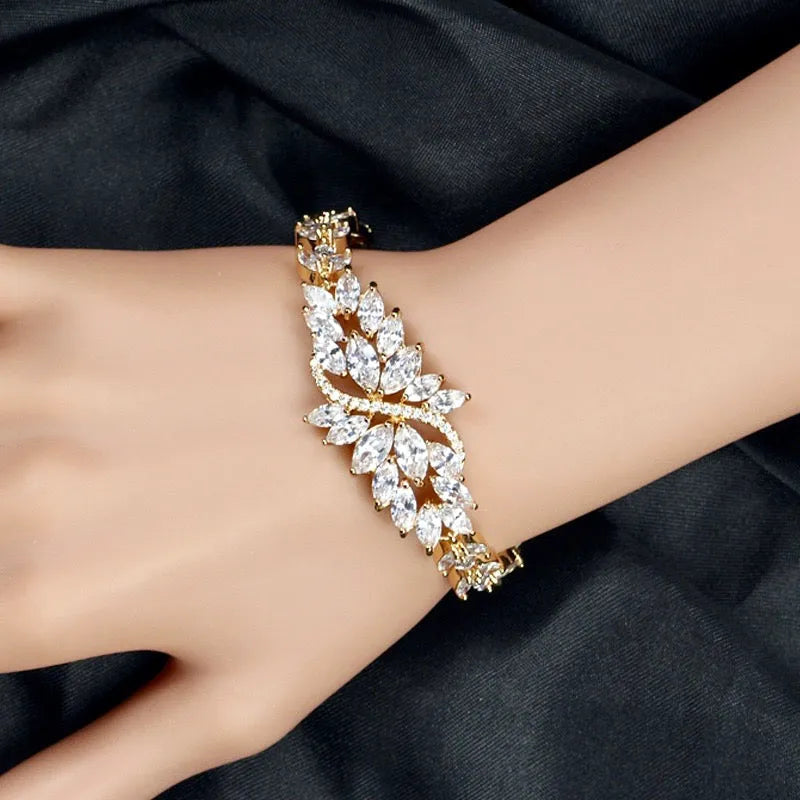 Wedding Jewelry - Cubic Zirconia Bridal Bracelet - Available in Yellow Gold, Silver and Rose Gold