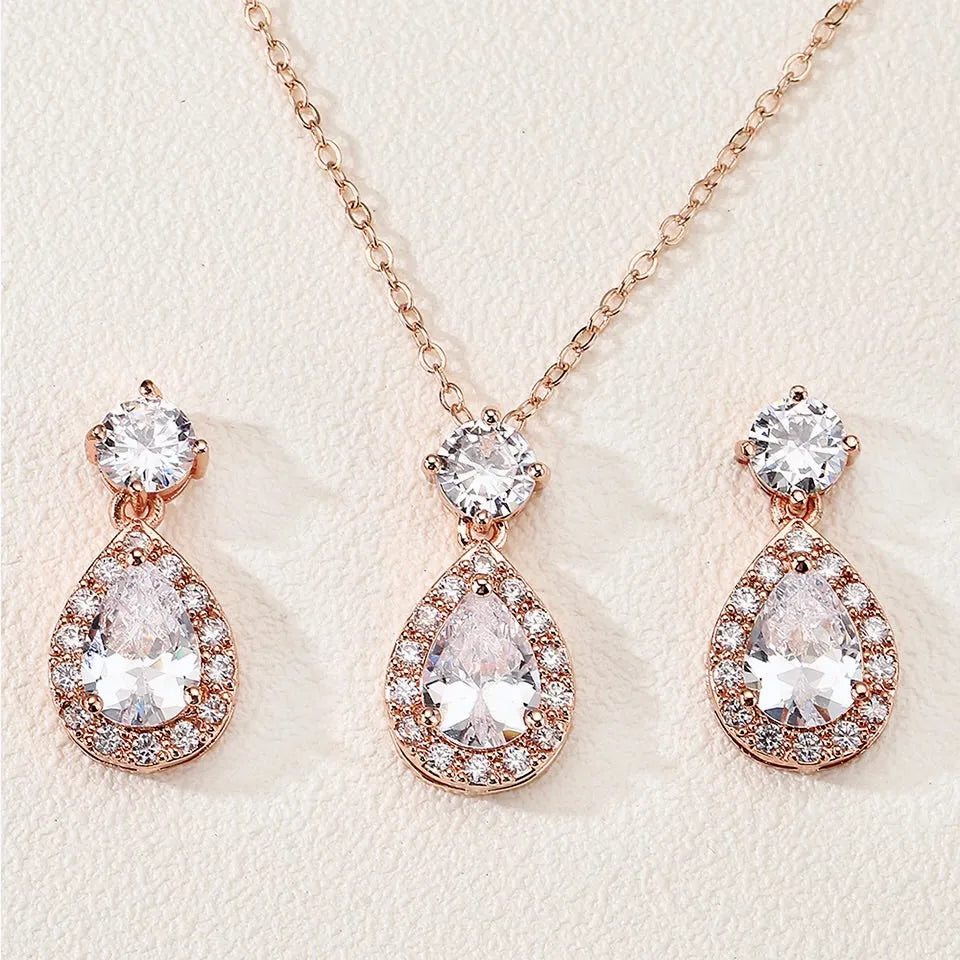 Wedding Jewelry - Cubic Zirconia Bridal Jewelry Set - Available in Silver, Rose Gold and Yellow Gold