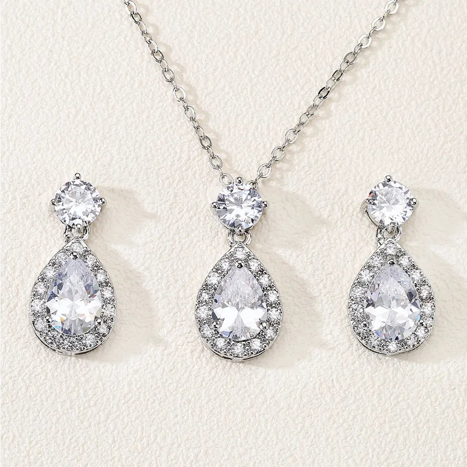 Wedding Jewelry - Cubic Zirconia Bridal Jewelry Set - Available in Silver, Rose Gold and Yellow Gold