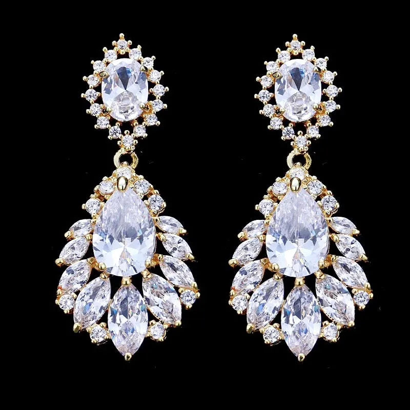 Wedding Jewelry - Silver Cubic Zirconia Bridal Earrings - More Colors 