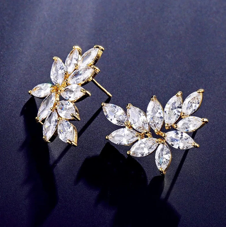 Wedding Jewelry - Cubic Zirconia Bridal Earrings - Available in Silver, Rose Gold and Yellow Gold