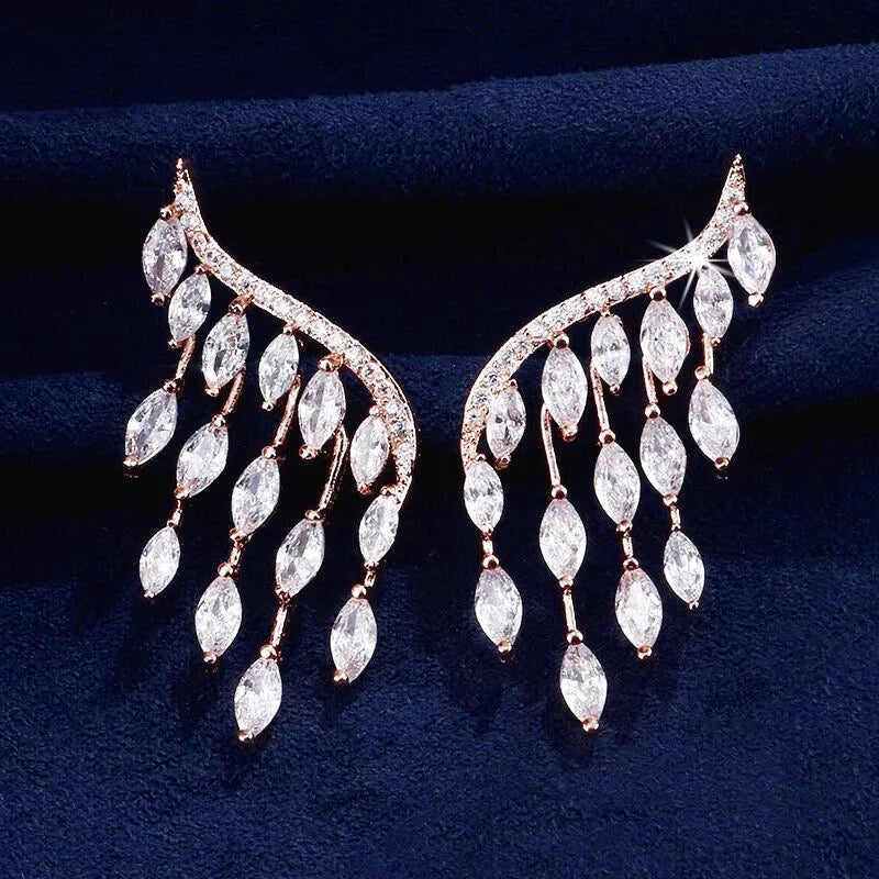 Wedding Jewelry - Cubic Zirconia Bridal Earrings - Available in Silver, Rose Gold and Yellow Gold