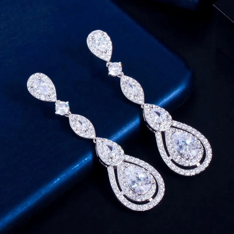 Wedding Jewelry - Cubic Zirconia Bridal Earrings - Available in Silver, Rose Gold and Yellow Gold