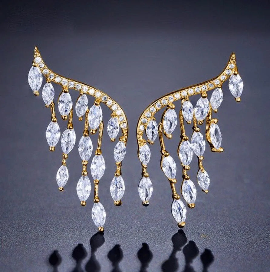 Wedding Jewelry - Cubic Zirconia Bridal Earrings - Available in Silver, Rose Gold and Yellow Gold