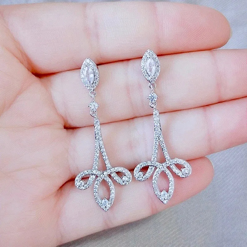 Wedding Jewelry - Cubic Zirconia Bridal Earrings - Available in Silver and Rose Gold