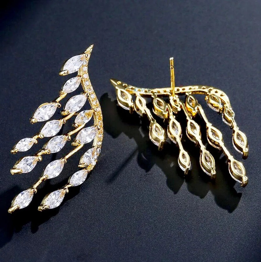 Wedding Jewelry - Cubic Zirconia Bridal Earrings - Available in Silver, Rose Gold and Yellow Gold