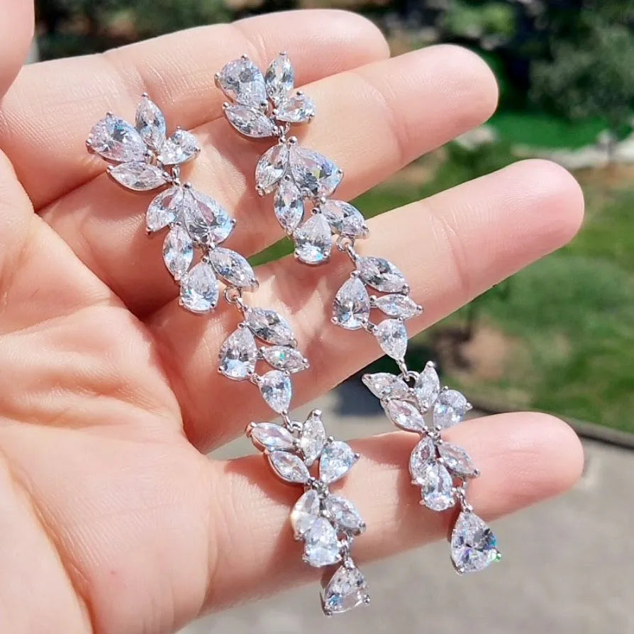 Wedding Jewelry - Cubic Zirconia Bridal Earrings - Available in Silver, Rose Gold and Yellow Gold