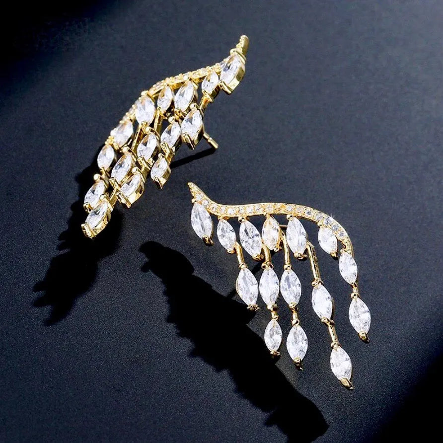 Wedding Jewelry - Cubic Zirconia Bridal Earrings - Available in Silver, Rose Gold and Yellow Gold