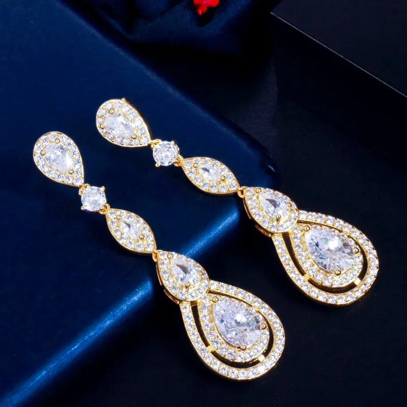 Wedding Jewelry - Cubic Zirconia Bridal Earrings - Available in Silver, Rose Gold and Yellow Gold