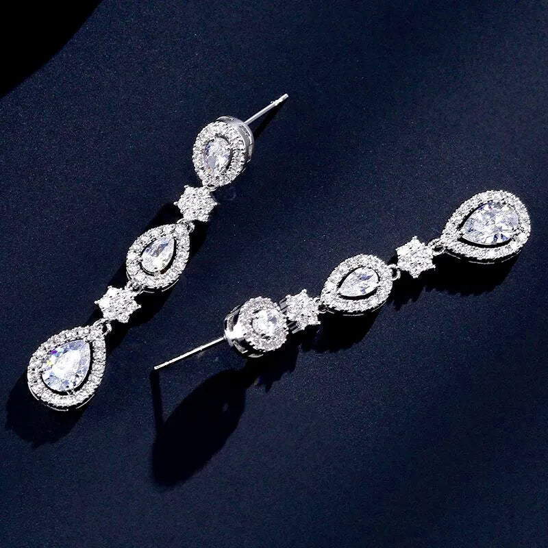 Wedding Jewelry - Cubic Zirconia Bridal Earrings - Available in Silver, Rose Gold and Yellow Gold
