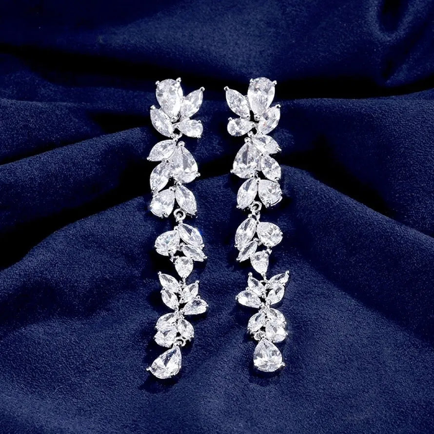 Wedding Jewelry - Cubic Zirconia Bridal Earrings - Available in Silver, Rose Gold and Yellow Gold