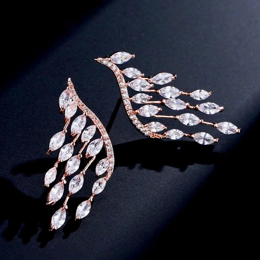 Wedding Jewelry - Cubic Zirconia Bridal Earrings - Available in Silver, Rose Gold and Yellow Gold