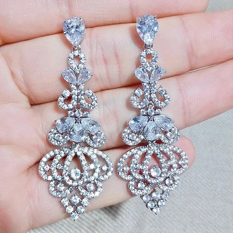 Wedding Jewelry - Cubic Zirconia Bridal Earrings - Available in Rose Gold, Silver and Yellow Gold