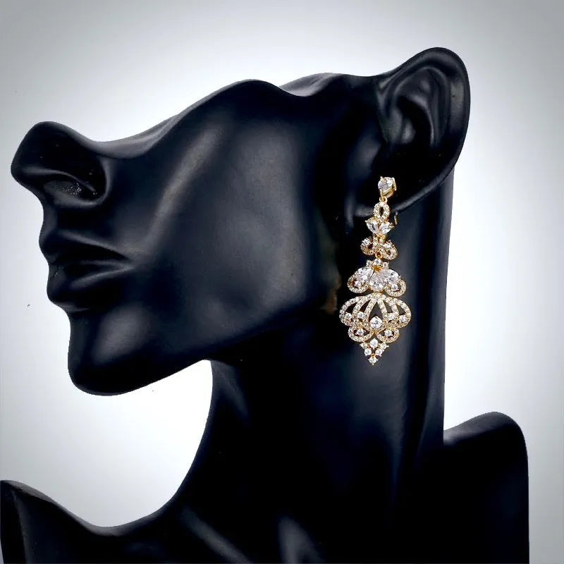 Wedding Jewelry - Cubic Zirconia Bridal Earrings - Available in Rose Gold, Silver and Yellow Gold