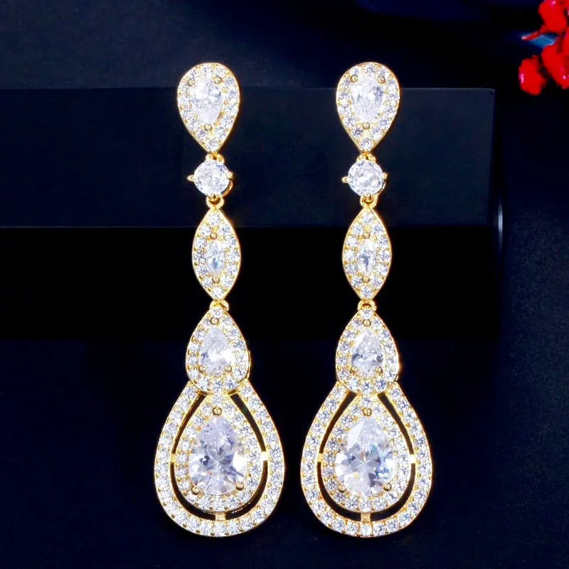 Wedding Jewelry - Cubic Zirconia Bridal Earrings - Available in Silver, Rose Gold and Yellow Gold